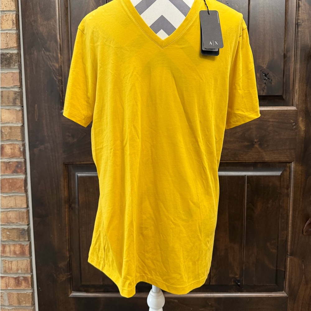 Armani Exchange Bright Yellow V-Neck Tee